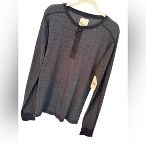 Mills Supply Shirt Long Sleeve Men’s Henley Navy Size S Made in USA NWT